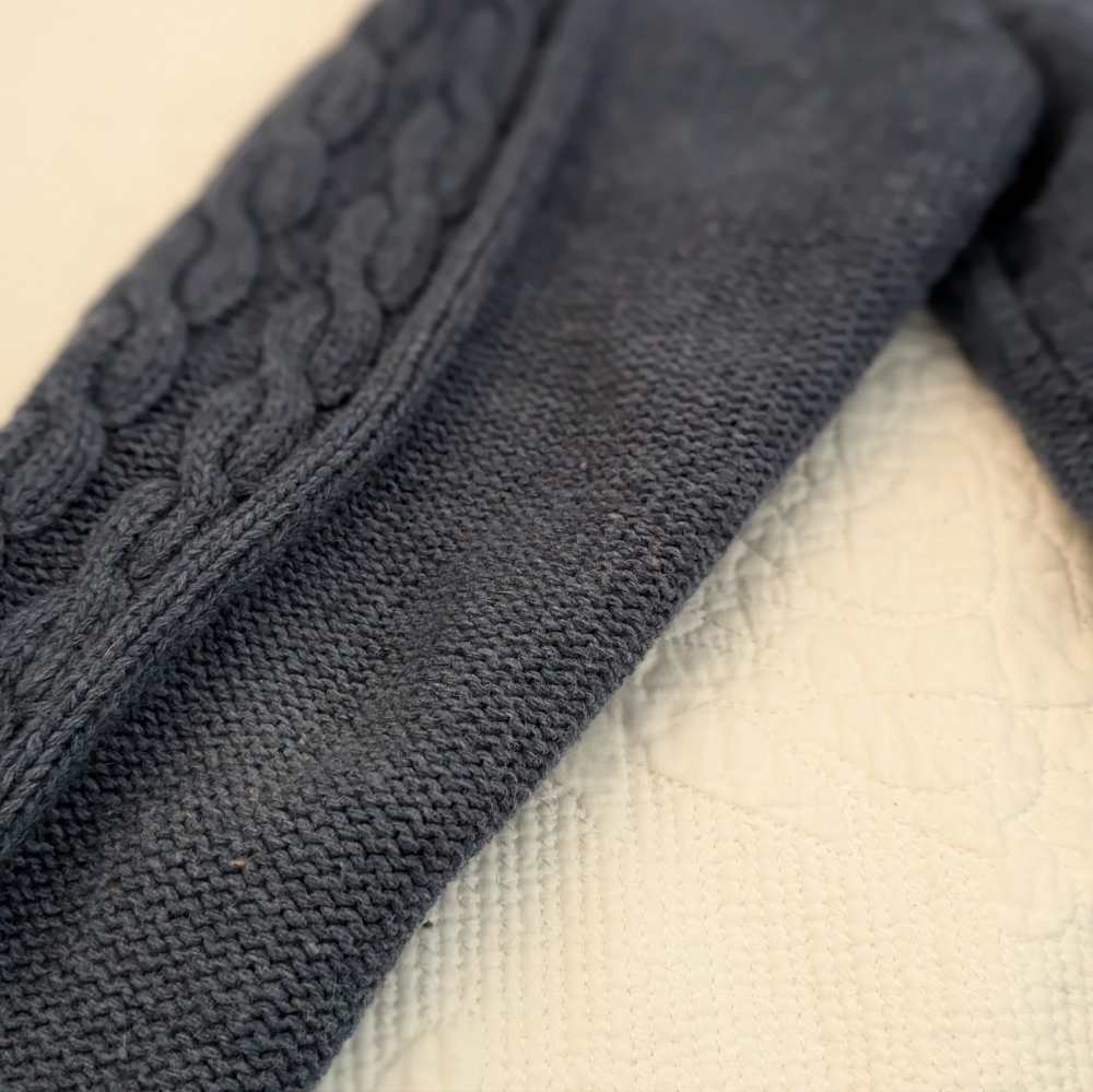 Saint James Men’s Navy Cable Knit Wool Blend Shawl Collar Sweater - Size M - Picture 10 of 12